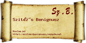 Szitás Benignusz névjegykártya